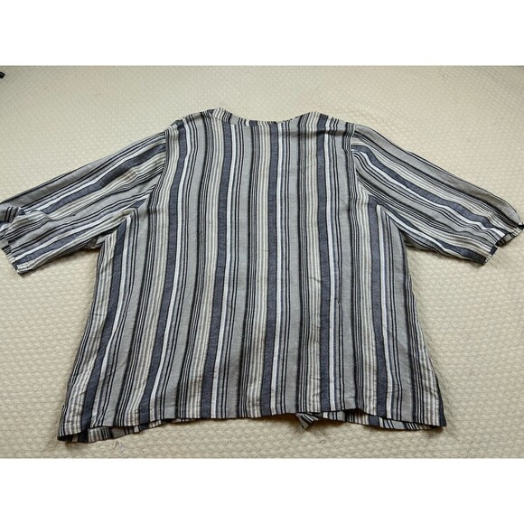 Maggie Barnes Open Cardigan Linen Blend Striped Beach Lagenlook | Womens Size 3X - Picture 6 of 10